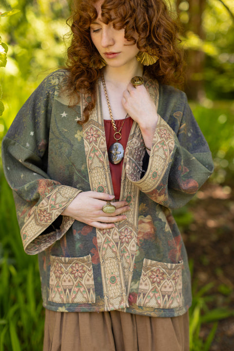 Fleece Cottage Cardigan Jacket - The Messenger with Joan of Arc