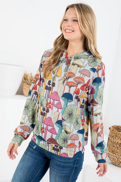 Hoodie - Whimsical Mushroom Print