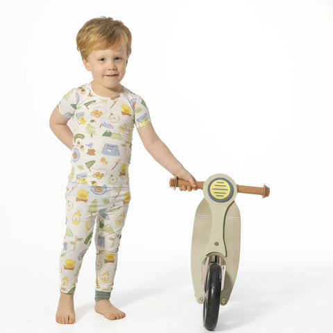 2 Piece Pajamas (Short Sleeve) - Camping Blue