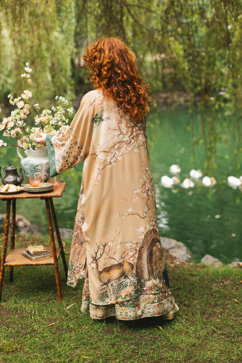Duster Kimono Robe - Fable Opera with Deer Moon & Blossom