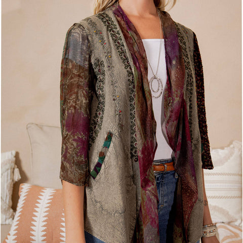 Kimono - Bohemian Elegance Stonewashed Rayon Gravel