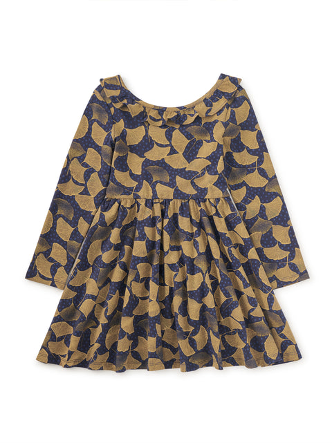 Last One - Size 4T: Ruffle Collar Ballet Dress - Gingko Leaf & Dot