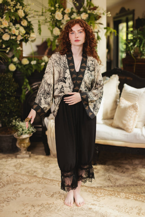 Pixie Duster Crop Kimono - Honey & The Moon with Florals & Bees