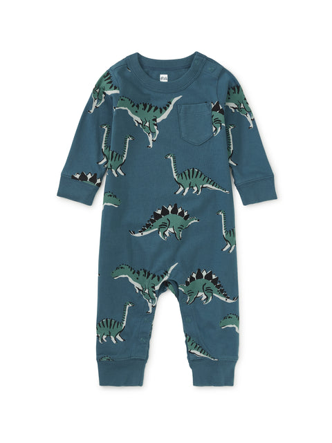 Long Sleeve Pocket Tee Romper - Dynamic Dinos