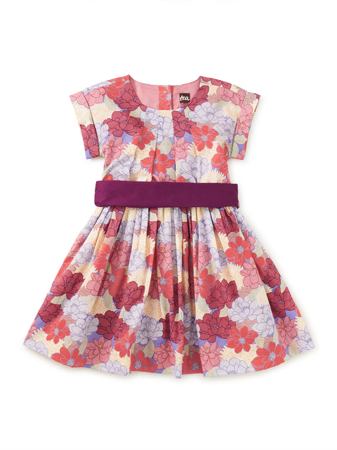 Organdy Sash Dress - Peonies & Chrysanthemums
