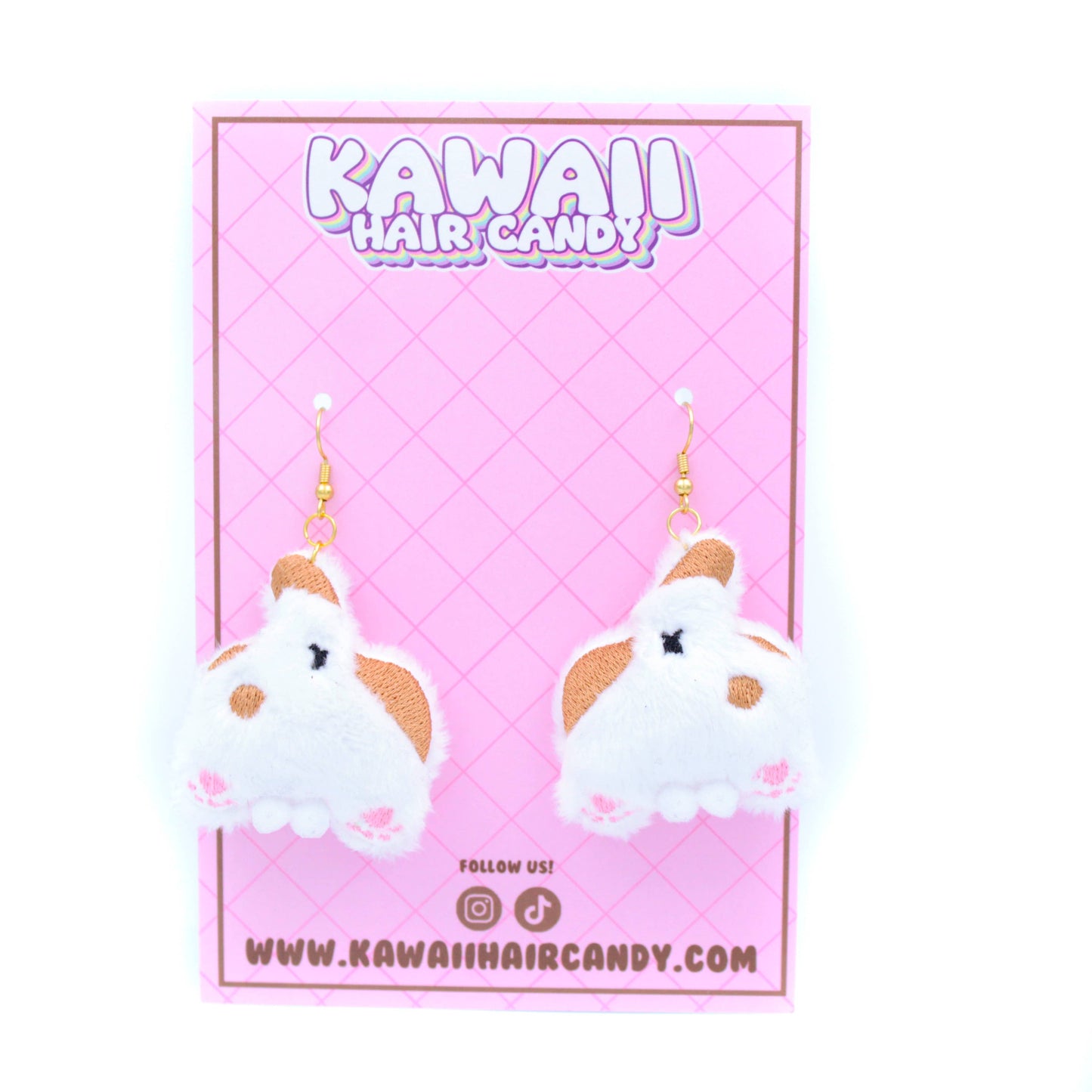 Earrings - Kawaii Plush White Cat Butt