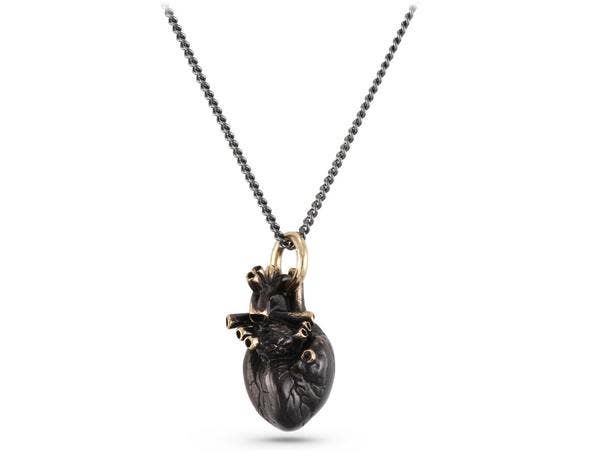 Jewelry - Black Anatomical Heart Necklace (Bronze)