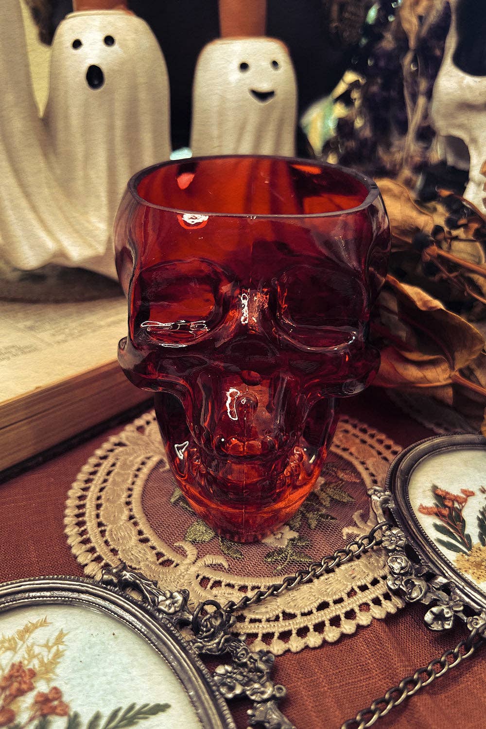 Drinking Glass (12oz) - Blood Red Skull