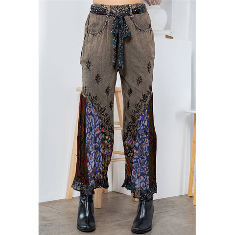 Pants - Boho Overdyed Rayon Bellbottom Gravel