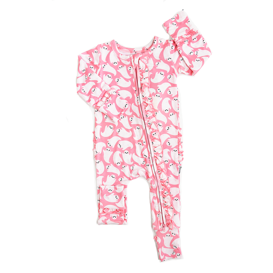 Coverall (Zip) - Glinda Ghosts Ruffle Bamboo