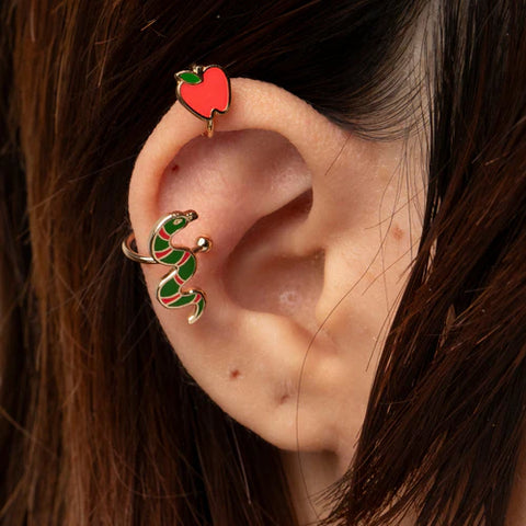 Ear Cuff Set - Snake + Apple