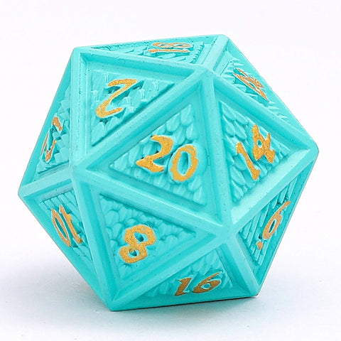 Solid Metal Behemoth Dice set - Turquoise with Gold