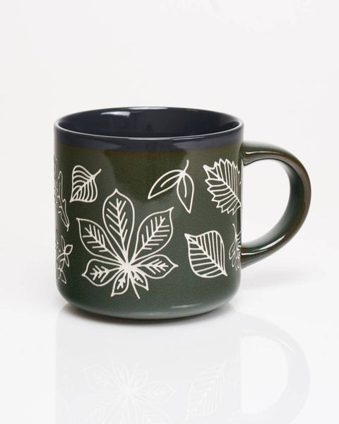 Ceramic Mug (15oz) - Fallen Leaves Hand Carved