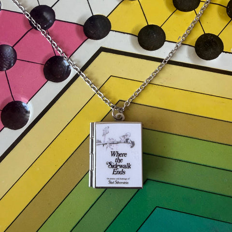 Necklace - Book Locket: Where the Sidewalk Ends Stainless Steel