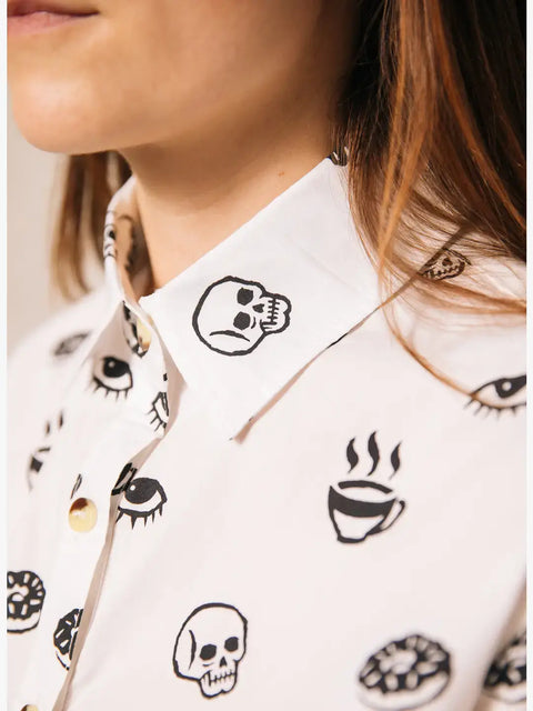 Casual Button Down Shirt - Morning Glory Coffee (Women's)