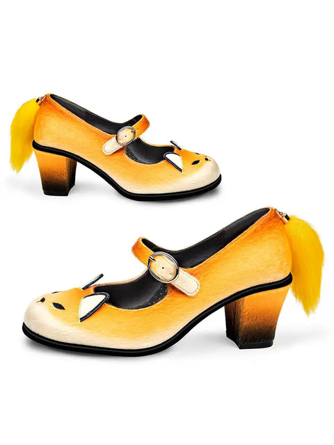 Women's Shoe - Chocolaticas® Mid Heels Fox Mary Jane Pump