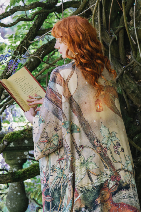 Opera Duster Kimono Robe - Lovelight with Woodland Deer & Swallow