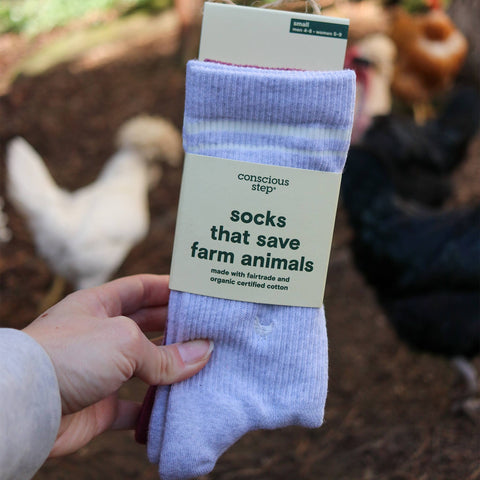 Comfort Crew Socks that Save Farm Animals - White/Maroon/Blue (3pk)