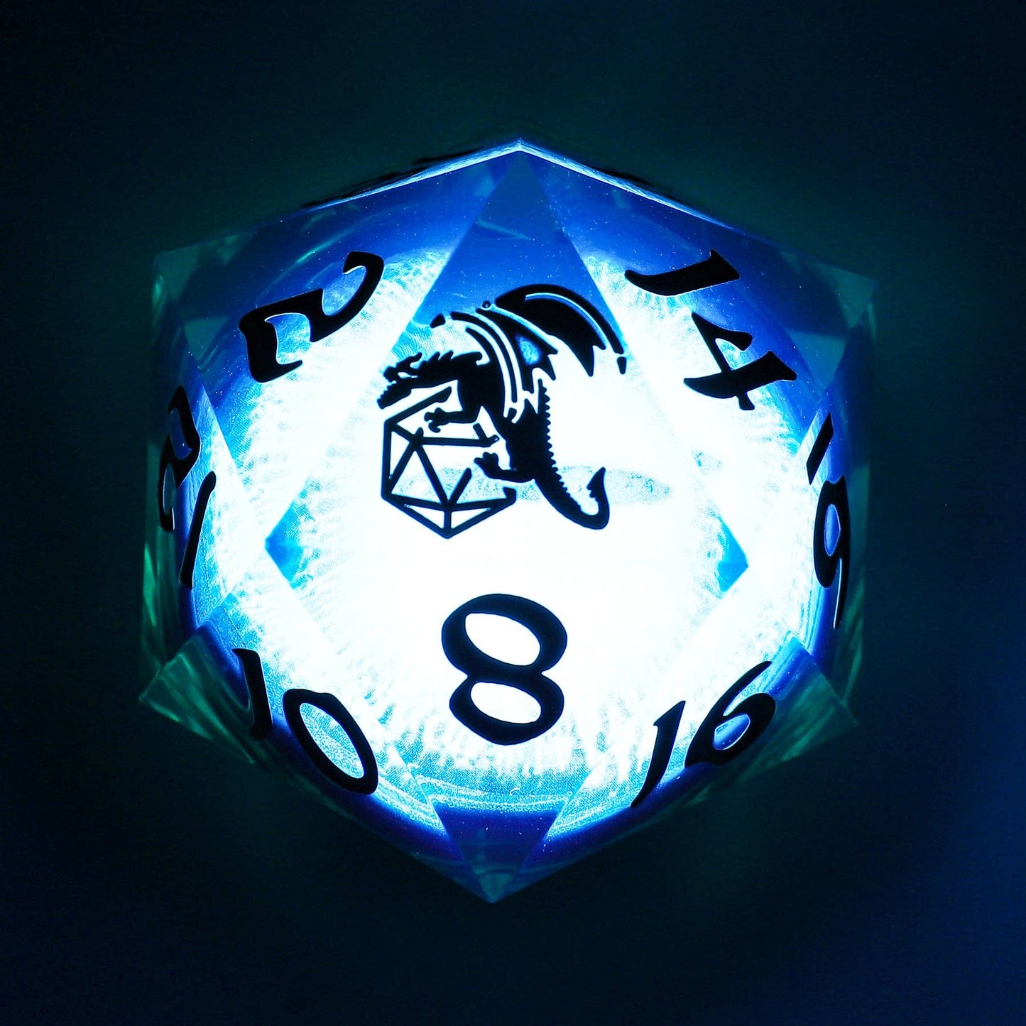 Sharp Edged Resin LED 55mm D20 - Beholder's Gaze Green