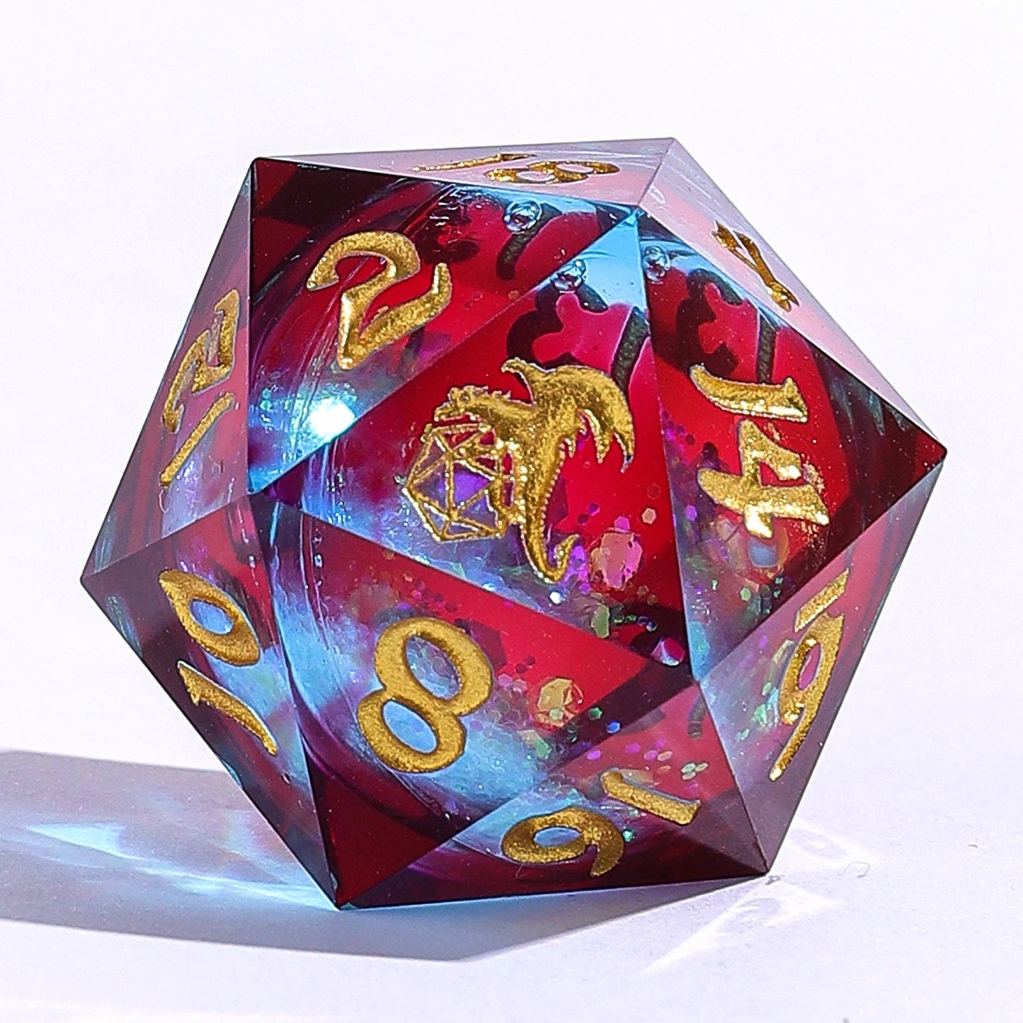 Captured Magic Liquid Core Sharp Edge Resin Dice Set - Elemental Mana