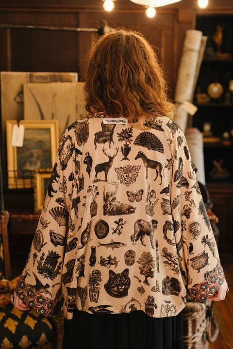 Pixie Duster Crop Kimono - Curiosities w/ whimsical print