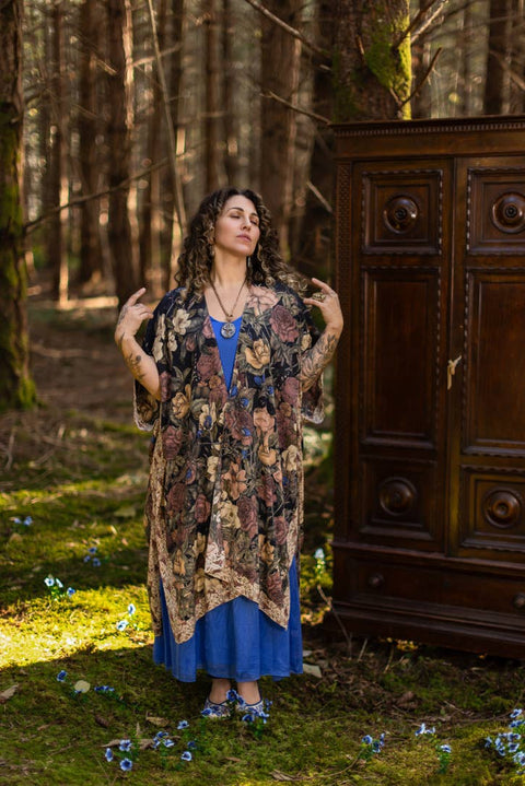Bohemian Goddess Starduster Kimono - Lionheart with Botanicals