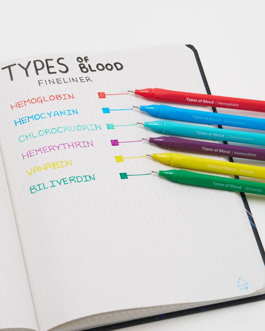 Fineliner Pens (6 Pack) - Blood Types