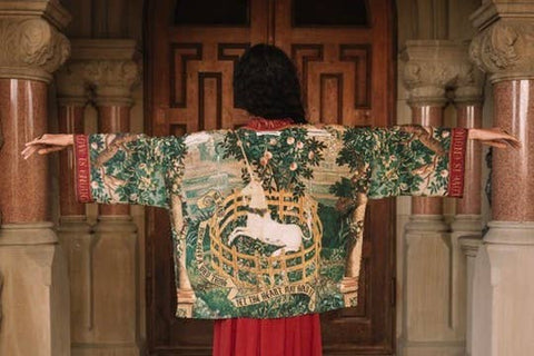 Pixie Duster Crop Kimono - Wildheart wtih Unicorn & Castle
