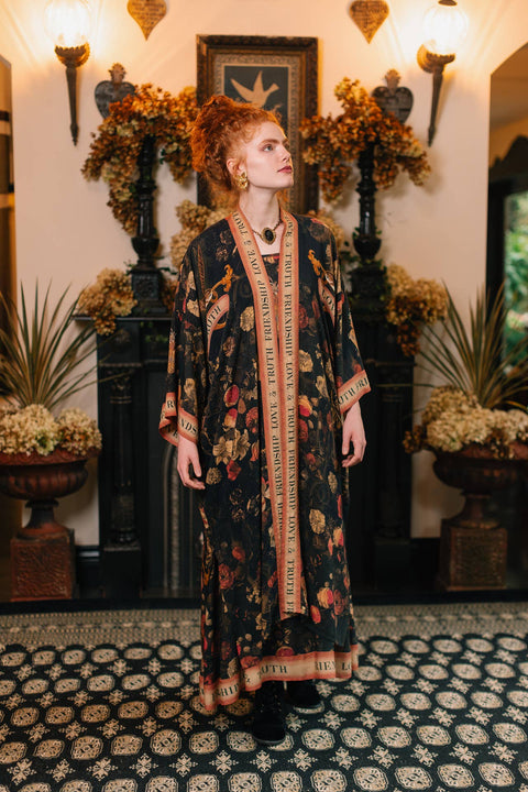 Opera Duster Kimono Robe - Heart of Gold with Sacred Heart