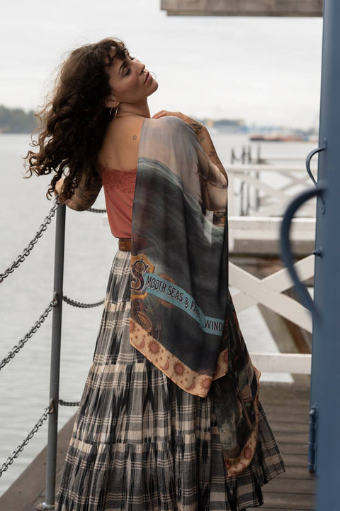 Scarf (Bamboo) - Hold Fast Boat, Sun, Moon & Rainbow