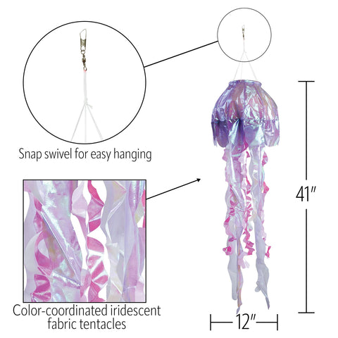 Windsock - 40-inch Purple Iridescent Jellyfish 3D