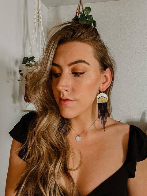 Earrings - Moon Sign Set In Topaz