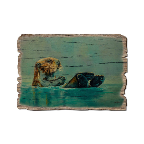 Wood Postcard - Rustic Edge Pools Never Closed Otter