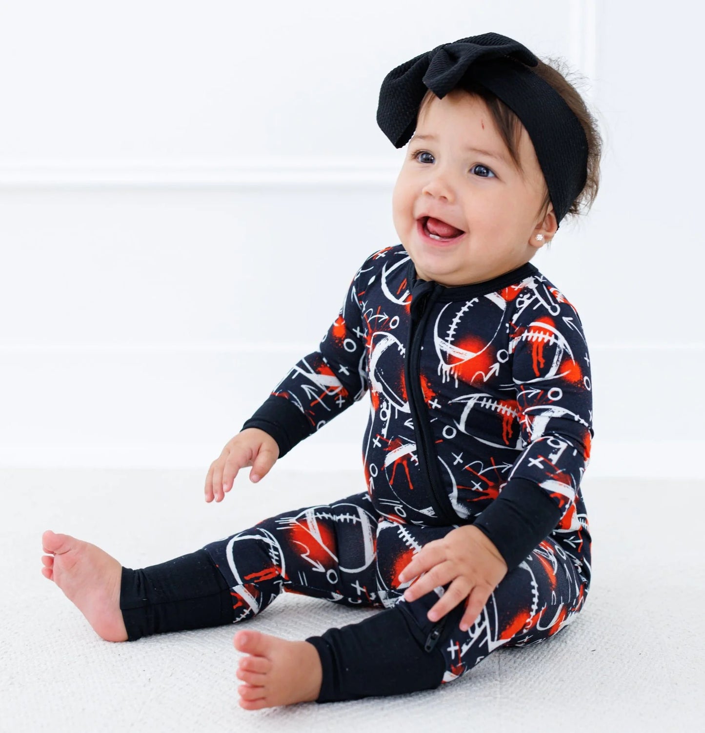 Convertible Romper - Graffiti Football Black & Orange