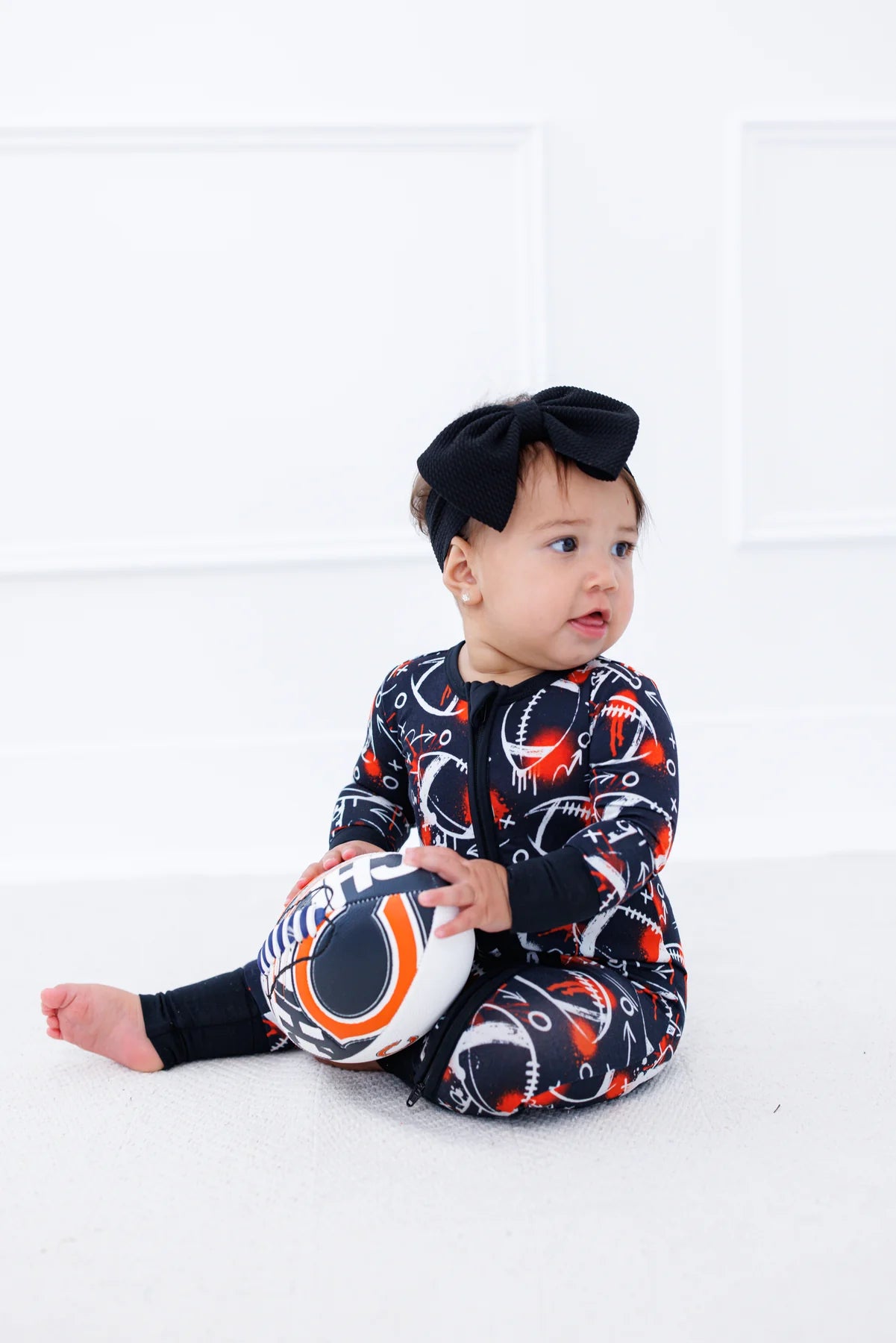 Convertible Romper - Graffiti Football Black & Orange