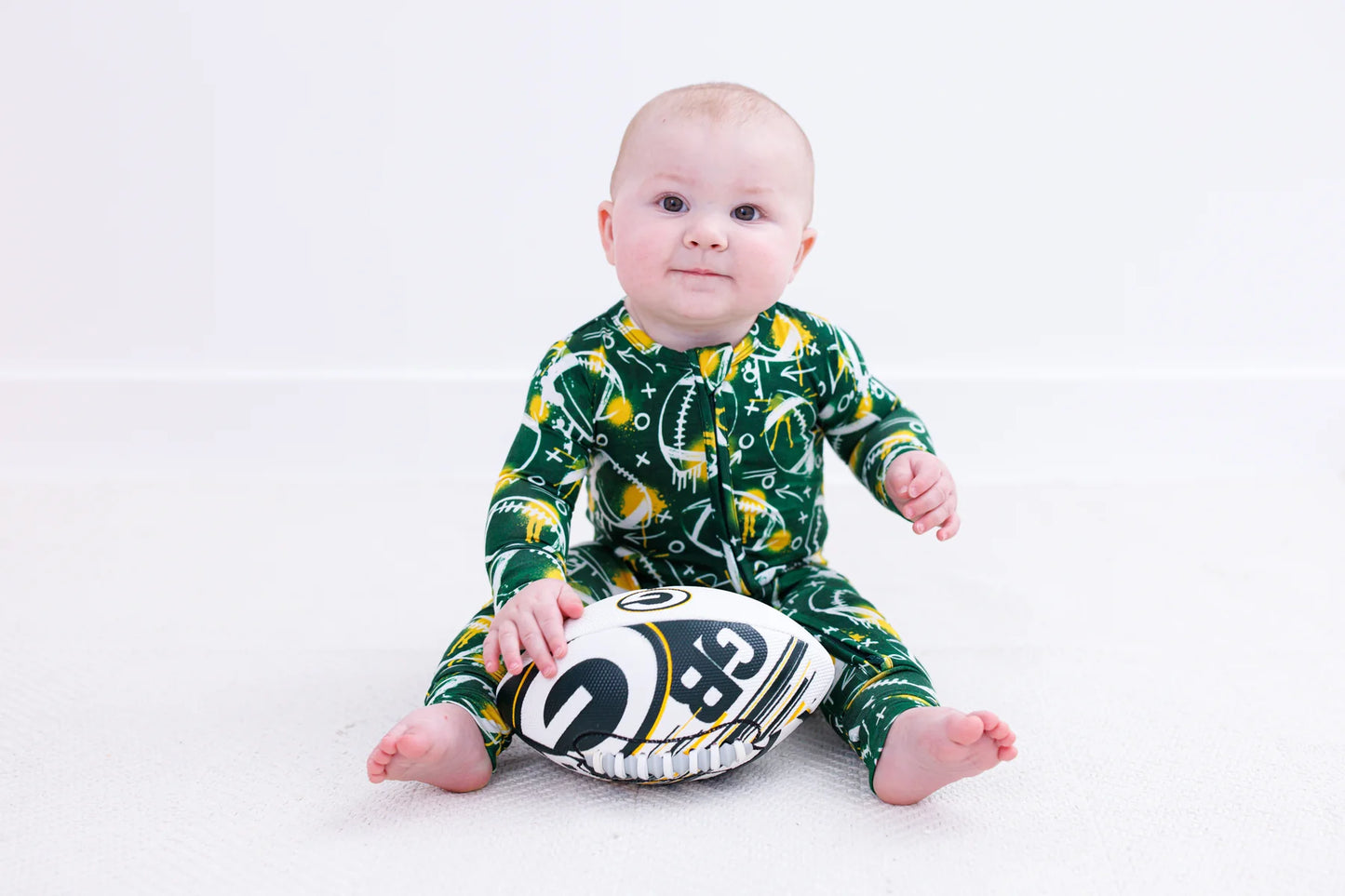 Convertible Romper - Graffiti Football Green & Yellow