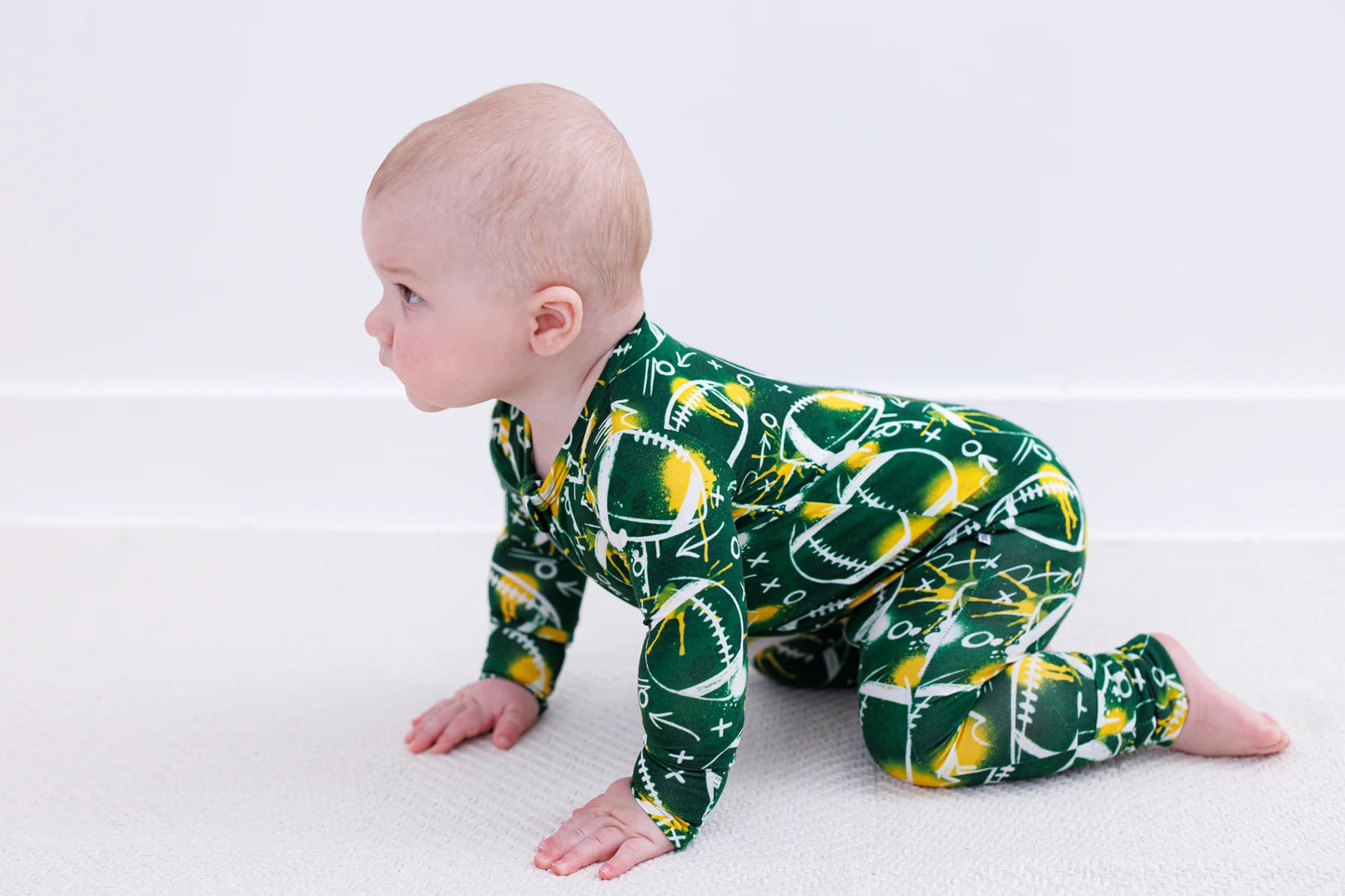 Convertible Romper - Graffiti Football Green & Yellow