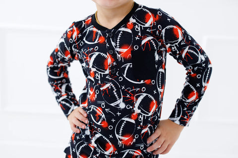 Henley T-Shirt - Graffiti Football Black & Orange