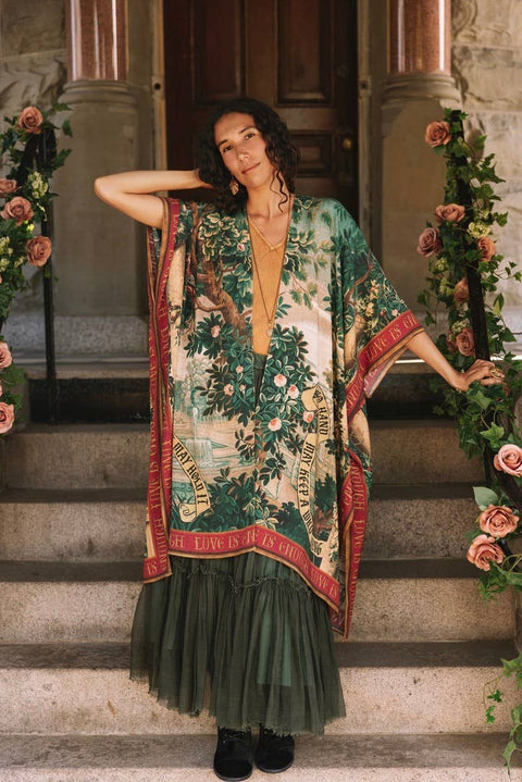 Goddess Duster Kimono - Wildheart with Florals, Unicorn & Castle