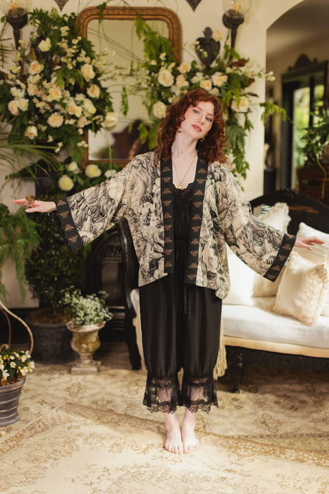 Pixie Duster Crop Kimono - Honey & The Moon with Florals & Bees