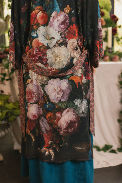 Opera Duster Kimono Robe - Flight of Fancy Hummingbird