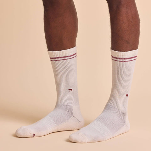 Comfort Crew Socks that Save Farm Animals - White/Maroon/Blue (3pk)