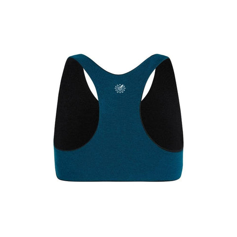 Aster Organic Racerback Bra - Black/Teal