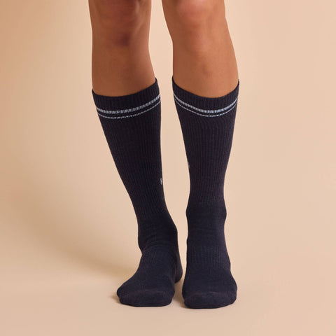 Comfort Crew Socks that Support Mental Health - White/Blue (3pk)