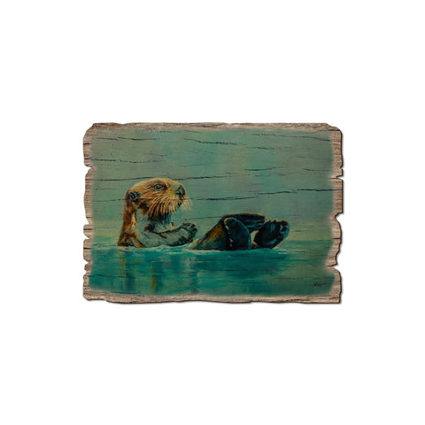 Wood Magnet - Rustic Edge Pools Never Closed Otter