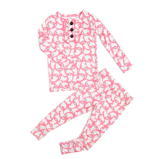 2 Piece Pajamas - Glinda Ghosts Ruffle Bamboo