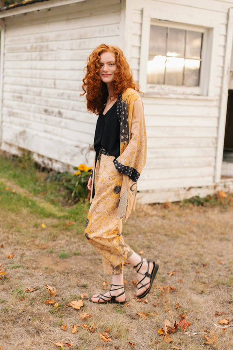 Milk & Honey Boho Linen Cropped Pants - Bee Sunflower