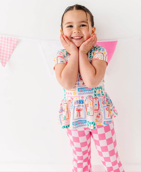 Leggings - Bubblegum Check Flare
