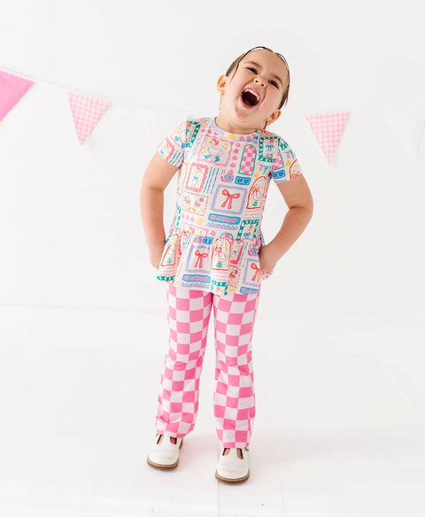 Leggings - Bubblegum Check Flare