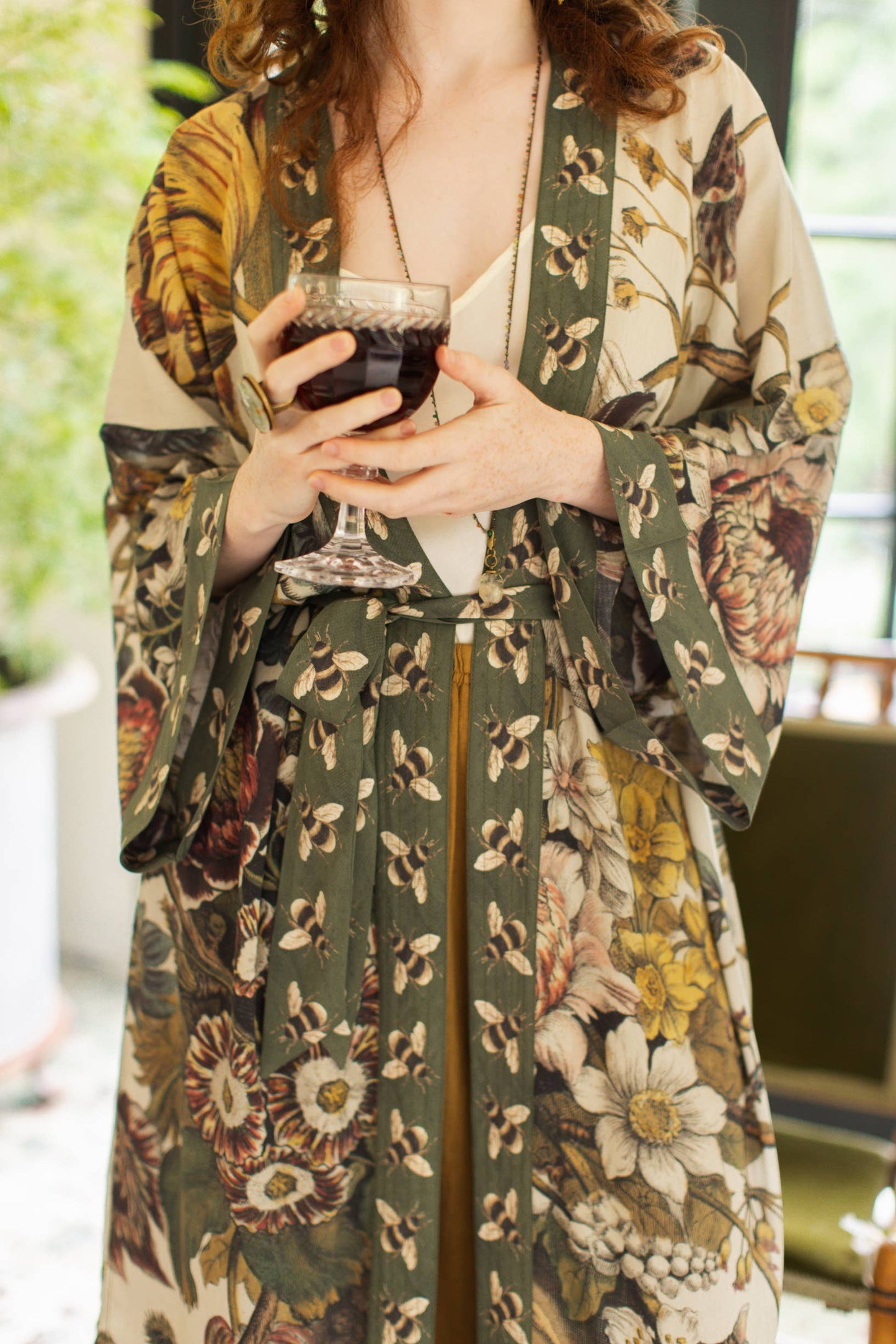 Opera Bamboo Kimono Duster Robe - Love Grows Wild with Bees